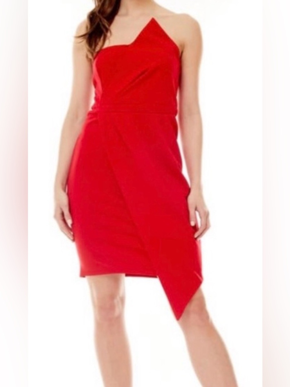 NWT Love By Design Asymmetrical Strapless Red Cocktail Dress Women’s Size Small